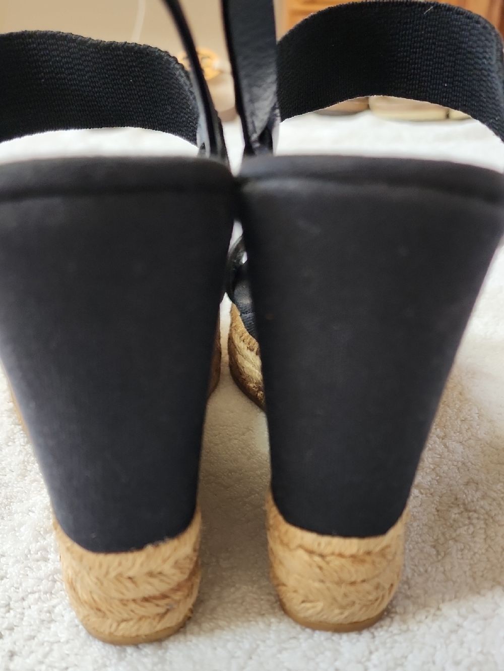 Tory Burch Black Fabric Espadrille Wedge Sandals Size 8 Preowned - Picture 9 of 11